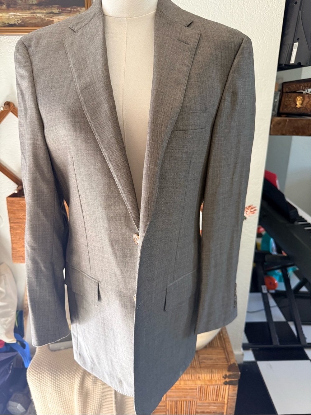 Hickey Freeman Men's Gray Two-Button Sport Coat